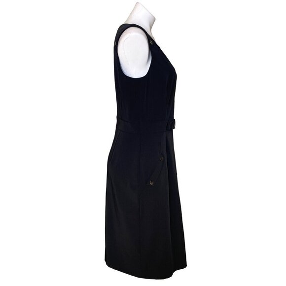 Tahari ASL Black Sleeveless Sheath Dress, Faux Belt Pockets Women's Size 10 - Picture 4 of 9